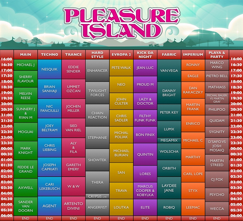 Pleasure Island Timetable